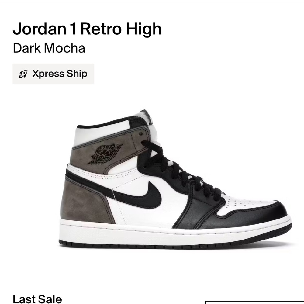 Stock X verified Jordan 1 Retro High Dark Mocha
